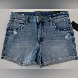 KUT From The Kloth Women's Sz  8 Blue High-Rise Distressed Denim Shorts